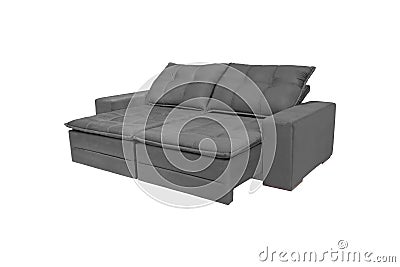 modern Grey suede velve couch sofa isolated Stock Photo