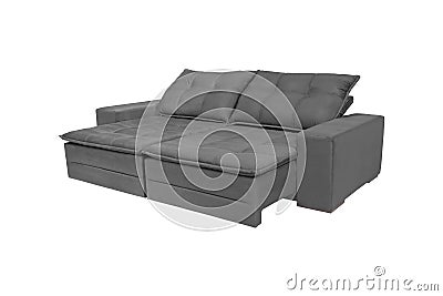 modern Grey suede velve couch sofa isolated Stock Photo