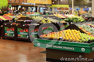 A modern grocery store produce section Editorial Stock Photo