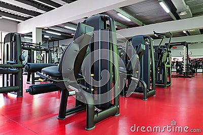 Modern gym interior with equipment Stock Photo