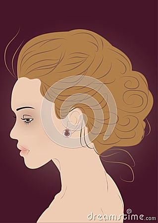Modern hair-style beautiful woman silhouette Vector Illustration