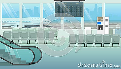 Modern Hall or Airport Waiting Room Cartoon Vector Vector Illustration