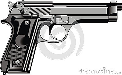 Modern hand gun (pistol) Vector Illustration