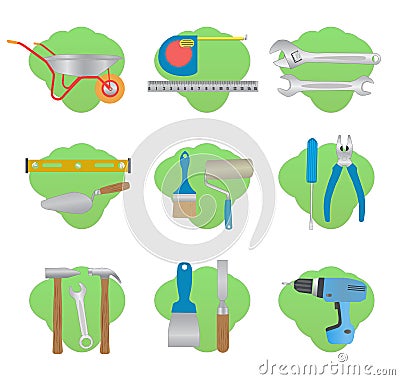 Modern hand tools. instruments collection Vector Illustration