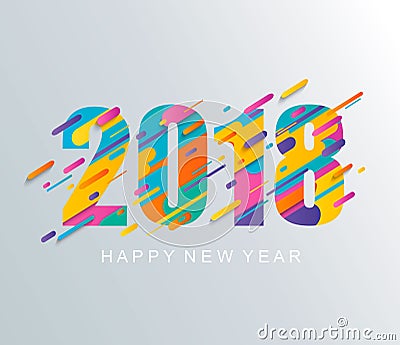 Modern Happy New Year 2018 design card. Vector Illustration