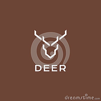 Modern head deer horned logo design Vector Illustration