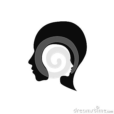 Modern head logo of Company. Profile Human. Creative style. Logotype in vector. Design concept. Brand icon. Black color Vector Illustration