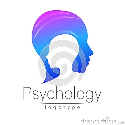 Modern head logo of Psychology. Profile Human. Creative style. Vector Illustration