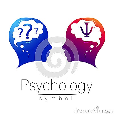 Modern head Logo sign of Psychology. Profile Human. Letter Psi. Creative style Vector Illustration