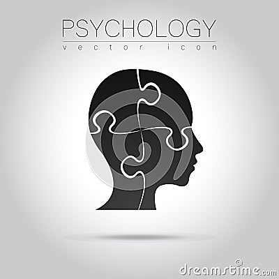 Modern head puzzle logo of Psychology. Profile Human. Creative style. Logotype in vector. Vector Illustration