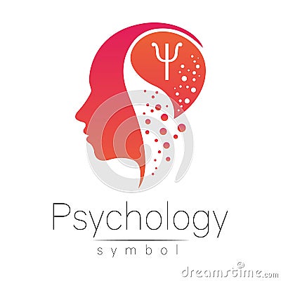 Modern head sign of Psychology. Profile Human. Letter Psi. Creative style. Symbol in vector. Design concept. Brand Vector Illustration
