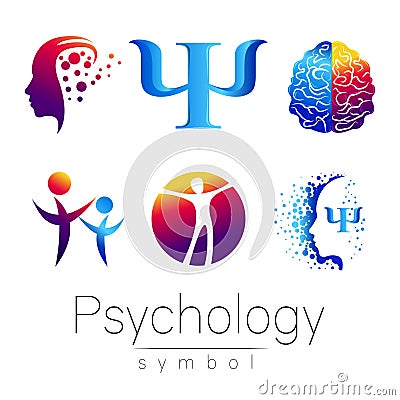 Modern head sign Set of Psychology. Profile Human. Creative style. Symbol in vector. Design concept. Brand company Vector Illustration