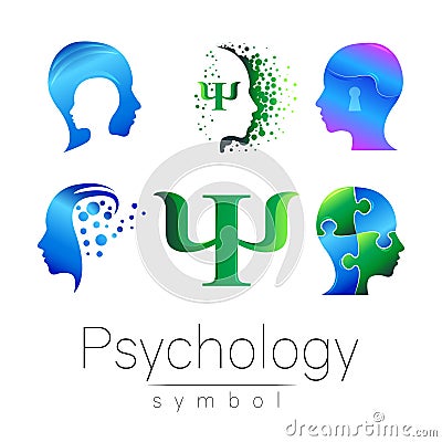 Modern head sign Set of Psychology. Profile Human. Creative style. Symbol in vector. Design concept. Brand company Vector Illustration