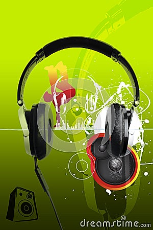 Modern headphones and music urban style Stock Photo