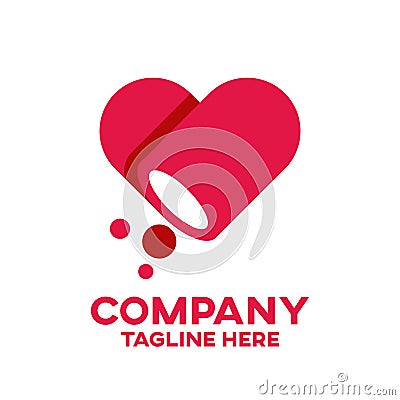 Modern heart capsule and pharmacy logo Vector Illustration