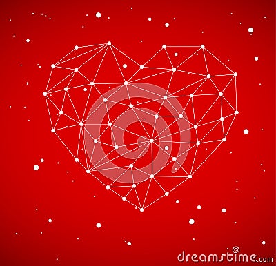 Modern heart made from triangles Vector Illustration