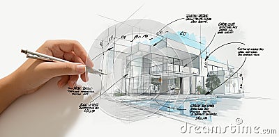 Modern high end architecture project evolution Stock Photo