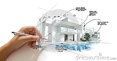 Modern high end architecture project evolution Stock Photo