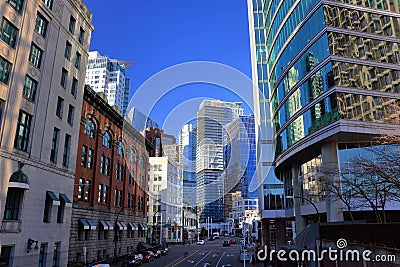 Downtown Vancouver with Modern High Rise Buildings, British Columbia, Canada Editorial Stock Photo