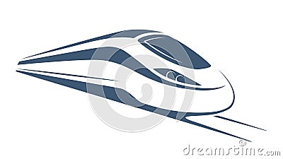 Modern high speed train emblem, icon, label, silhouette. Vector Illustration