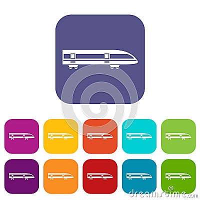 Modern high speed train icons set Vector Illustration