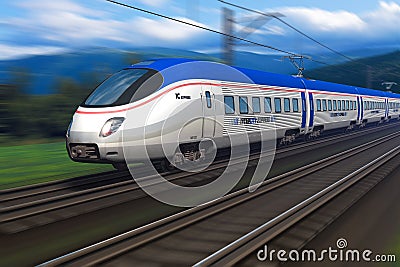 Modern high speed train with motion blur Stock Photo