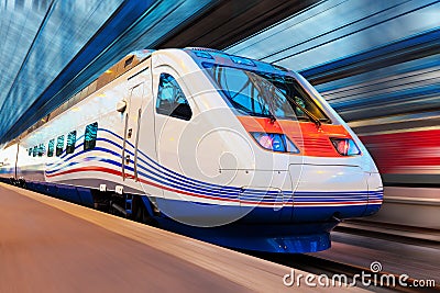 Modern high speed train with motion blur Stock Photo