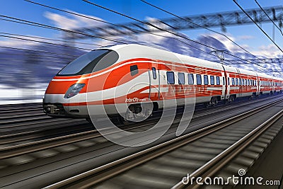 Modern high speed train with motion blur Stock Photo