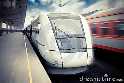 Modern high speed train waiting for departure Stock Photo