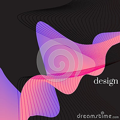 Modern holographic abstract cover. Neon mint orange line shapes with colorful twisting. Dynamic flow vector graphic Vector Illustration