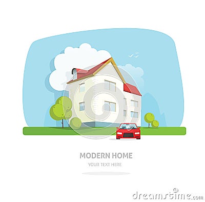 Modern home facade contemporary, house traditional cottage vector Vector Illustration