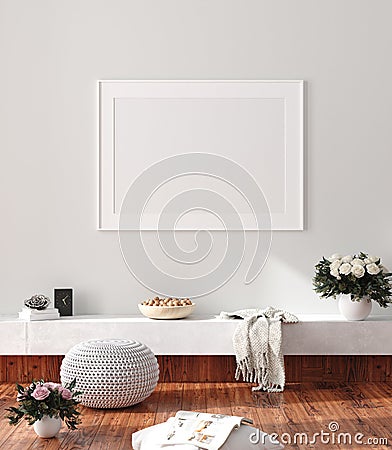 Modern home interior, poster mock up Stock Photo