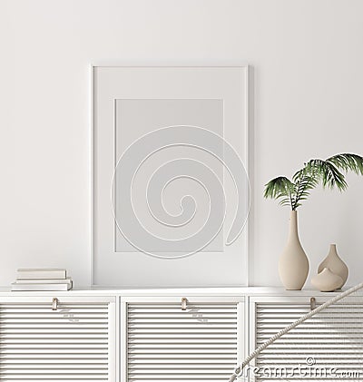 Modern home interior, poster mock up Stock Photo