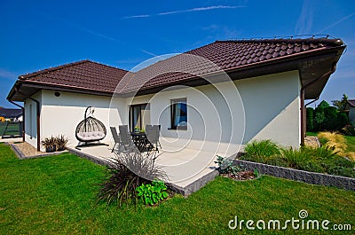 Modern private house terrace design in summer Stock Photo