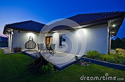 Modern private house terrace design in summer Stock Photo