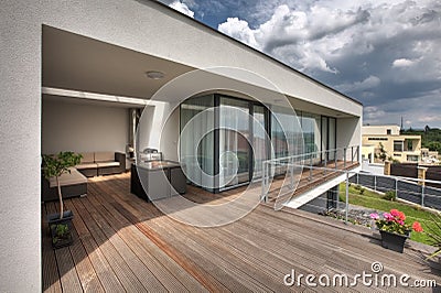 Modern home terrace Stock Photo