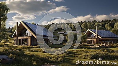 Modern Homesteads Marrying Heritage with Progress. Fostering a lifestyle of self-reliance and ecological awareness. Generative AI Stock Photo