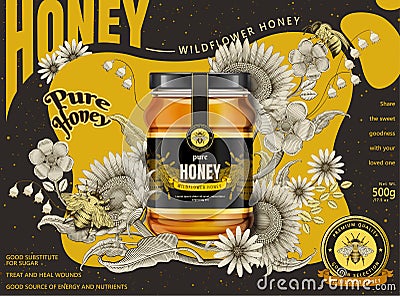 Modern honey ads Vector Illustration