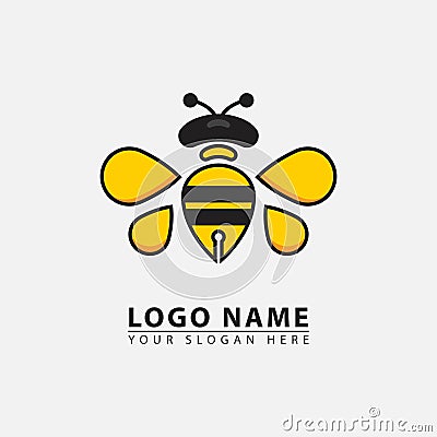 modern honey bee business industry logo icon Vector Illustration