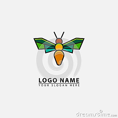 modern honey bee colorful logo icon Vector Illustration