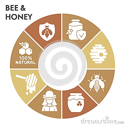 Modern honey Infographic design template. Beekeeping Infographic visualization on white background. Bee-keeper products Vector Illustration