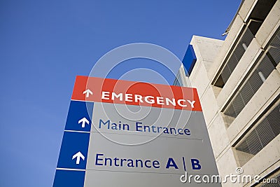 Modern hospital and emergency sign Stock Photo