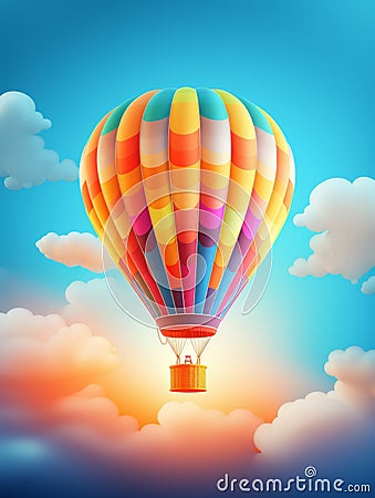 Modern Hot air balloon Aerial Vehicle Vertical Illustration. Stock Photo