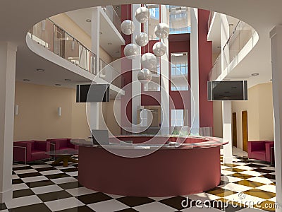 Modern hotel lobby with reception Stock Photo