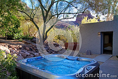 Modern Hotel Resort Hot Tub Spa Stock Photo