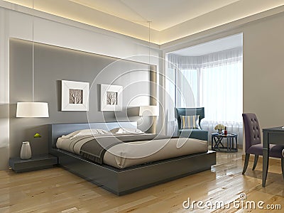 Modern hotel room contemporary style with elements of art Deco. Stock Photo