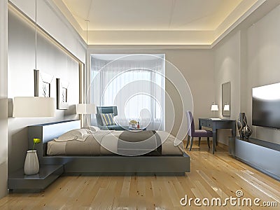 Modern hotel room contemporary style with elements of art Deco. Stock Photo