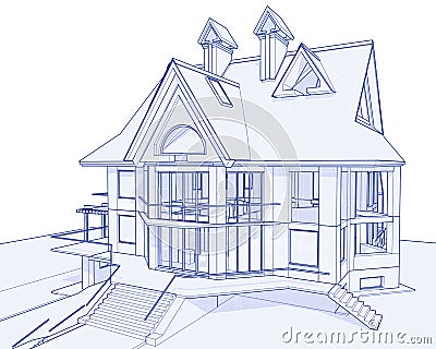 Modern House - Blueprint Stock Image - Image: 6360271