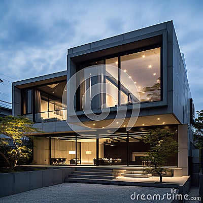 This modern house, designed by samurai warriors, exudes a sense of strength and grace. Stock Photo