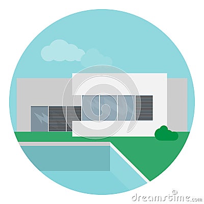 Modern house in flat design Vector Illustration